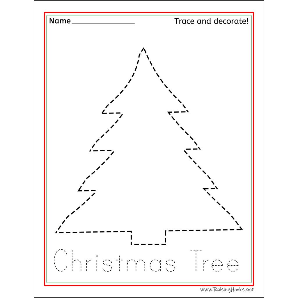 christmas tracing worksheets - raising hooks